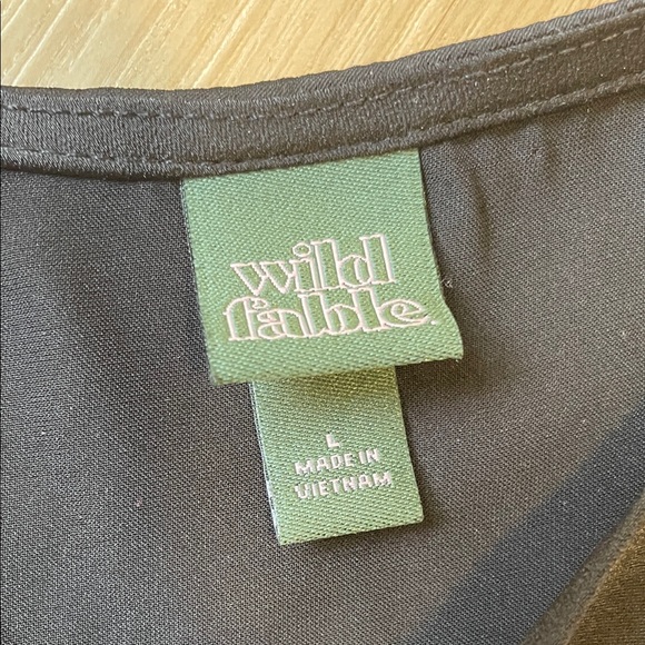 Wild Fable Black Satin Tank Top with Lace Trim and Back-Tie - Picture 2 of 4